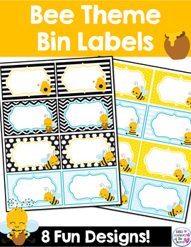 Preview of Bumblebee Themed Bin Labels Classroom Decor Tags