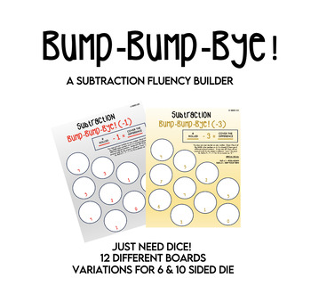 Preview of Bump Bump Bye! Fluency Builder (Subtraction)
