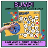 Bump Game - Short Vowels, Blends, Digraphs, Parts of Speec