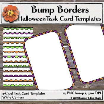Preview of Bump Half Page Task Card Templates in Purple Orange and Green