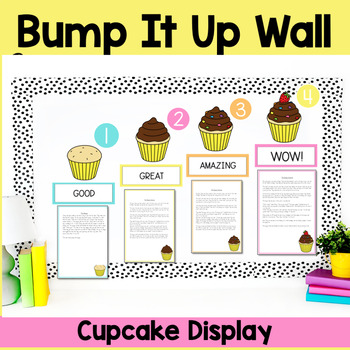 Preview of Bump It Up Wall Display Cupcake Theme | Student Goal Display | Visual Rubric