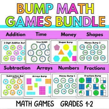 Preview of Bump Math Games - 1st and 2nd Grade Bundle