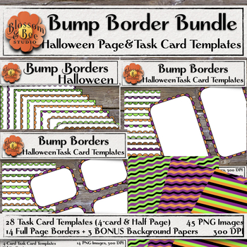 Preview of Bump Page Borders and Frames and Task Card Templates- Purple, Orange, and Green