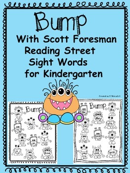 Preview of Bump Sight Words~Kindergarten, Literacy Center, High Frequency Words, Game