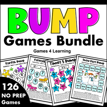 Preview of Printable Math Bump Game Bundle: Addition, Subtraction, Multiplication, Division