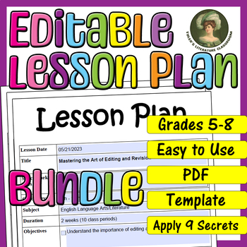 Preview of Bundle #1 : Editable Lesson Plan for Middle School