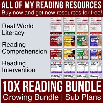 Preview of 10x Reading Comprehension and Intervention GROWING Bundle | Middle School ELA