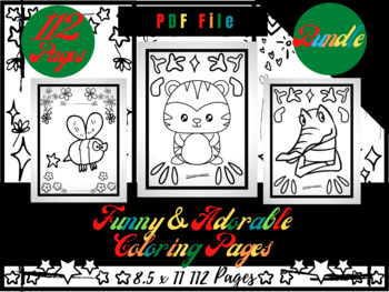 Preview of Bundle 112 Funny and Adorable Animals Sheets, Easy Coloring For Morning Work PDF