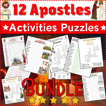 Preview of Bundle ⭐12 Apostles⭐Activities: Word Scramble ~ Word Search ~ Crossword ⭐No Prep