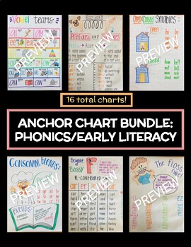 Preview of Bundle:  16 Phonics, Elementary, Primary Anchor Charts/Class Posters