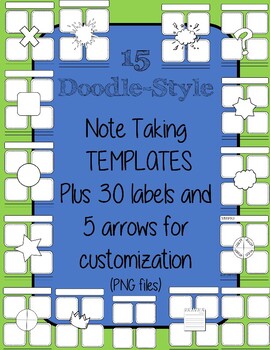 Preview of Bundle: DOODLE-STYLE Note Taking Templates, Plus 30 labels for Customization