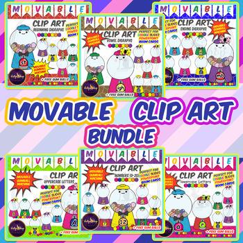 Preview of Bundle 158 Movable Clip art Gumball Machine Theme Distance Learning