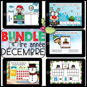 Preview of Bundle 1re année Décembre mathématique BOOM CARDS French distance learning