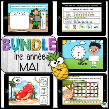 Preview of Bundle 1re année mai  mathématique BOOM CARDS French distance learning