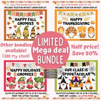Preview of Bundle 2, Fall, Halloween, Thanksgiving, Christmas, Bulletin Board Kit Bundle