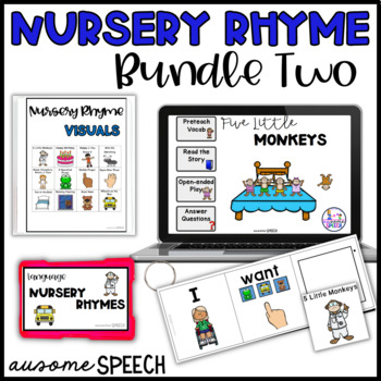 Preview of Bundle #2 Nursery Rhymes & Preschool Songs (Boom Cards & Print Visuals)