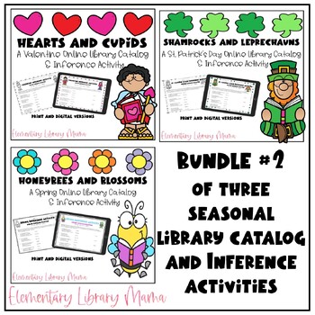 Preview of Bundle #2 of Three Seasonal Online Library Catalog and Inference Activities