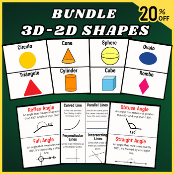 Preview of Bundle 2D-3D Shapes  Lines, Angles, Flashcards, Activitie, Names of Geometry