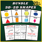 Bundle 2D-3D Shapes  Lines, Angles, Flashcards, Activitie,