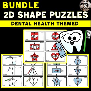 Preview of Bundle 2D Shape Puzzles center task box DENTAL HEALTH teeth toothpaste mouth FEB