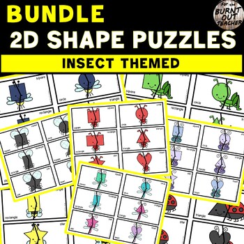 Preview of Bundle 2D Shape Puzzles center task box INSECTS BUGS butterflies bees bug insect