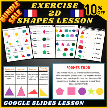 Preview of Bundle 2D Shapes Lesson, 2D Shapes Exercises - Google Slides In French