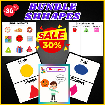 Preview of Bundle 2D Shapes - SORT SHAPES / Shapes Worksheet -Geometry Activities