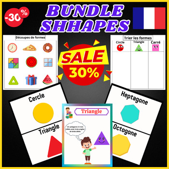 Preview of Bundle 2D Shapes - SORT SHAPES / Shapes Worksheet -Geometry Activities French