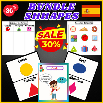 Preview of Bundle 2D Shapes - SORT SHAPES / Shapes Worksheet -Geometry Activities Spanish