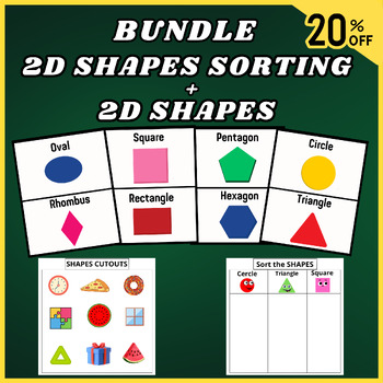 Preview of Bundle 2D Shapes - SORTING SHAPES / Shapes Flash Cards -Geometry Activities