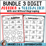 3 Digit Addition & Subtraction Worksheets – With & Without