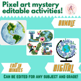 Bundle (3) Earth Day Pixel Art LOW PREP EDITABLE Pixel Art