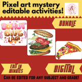 Bundle (3) Food Pixel Art LOW PREP EDITABLE Pixel Art Templates