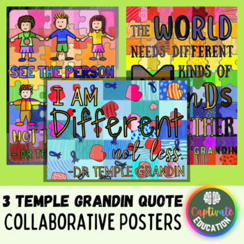 Preview of Bundle 3 Temple Grandin Collaborative Poster Activities Women's History Month