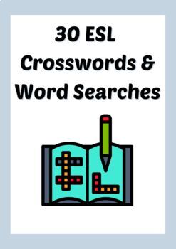 Preview of Bundle | 30 ESL Vocabulary Crosswords & 30 Word Searches