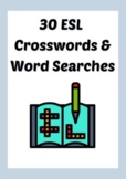 Bundle | 30 ESL Vocabulary Crosswords & 30 Word Searches