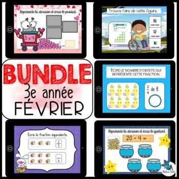 Preview of Bundle 3e année février mathématique BOOM CARDS French distance learning