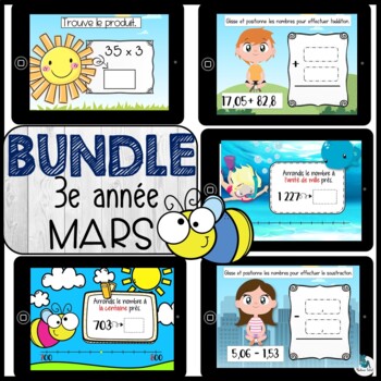 Preview of Bundle 3e année mars mathématique BOOM CARDS French distance learning