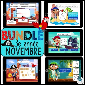 Preview of Bundle 3e année novembre mathématique BOOM CARDS French distance learning