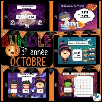 Preview of Bundle 3e année octobre mathématique Boom cards French distance learning