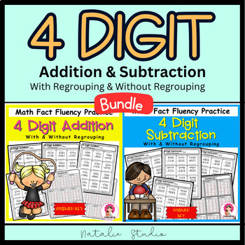 Preview of Bundle : 4-Digit Addition & Subtraction Comprehensive Practice & Answer Sheet