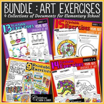 Bundle : 4 Documents Containing Art Exercises for Elementary School
