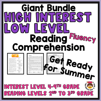 Preview of Bundle 4: High Low Reading Comprehension & Fluency Standards Aligned
