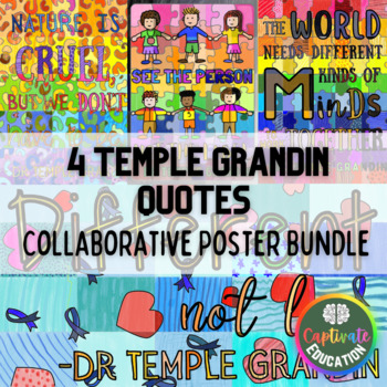 Preview of Bundle 4 Temple Grandin Collaborative Poster Autism Women's History Month