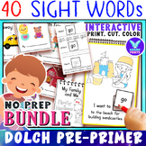 Bundle 40 Interactive Dolch Sight Words Pre-Primer Activit