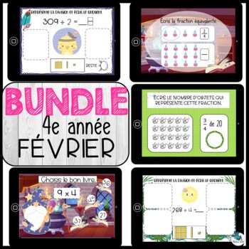 Preview of Bundle 4e année février mathématique BOOM CARDS French distance learning