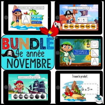 Preview of Bundle 4e année novembre mathématique BOOM CARDS French distance learning