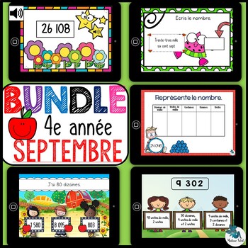 Preview of Bundle 4e année septembre mathématique BOOM CARDS  Distance Learning