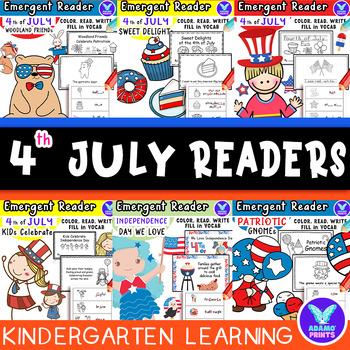 Preview of Bundle 4th of July - Reading Emergent Reader Kindergarten NO PREP Activity