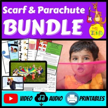 Preview of Bundle: 5 Activities and Action Songs for Scarves and Parachute | PreK-2nd Grade